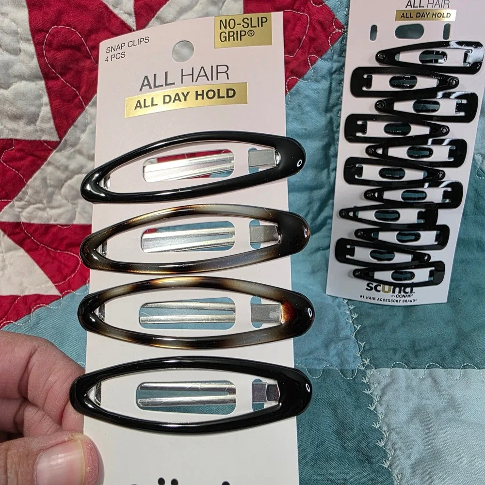 Scunci Snap Hair Clips 15 Piece Set Black Tortoise No-Slip Grip Sm/Lg 2